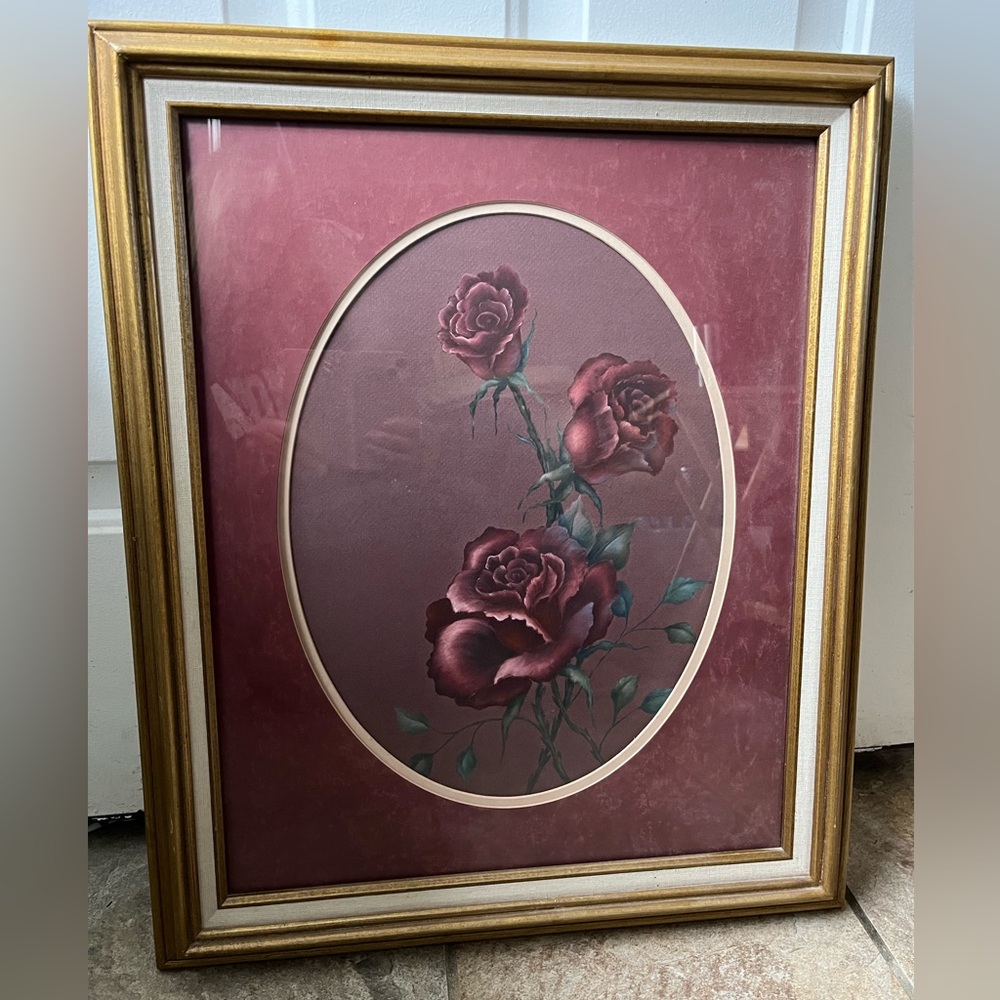 Vintage Classic Rose framed picture